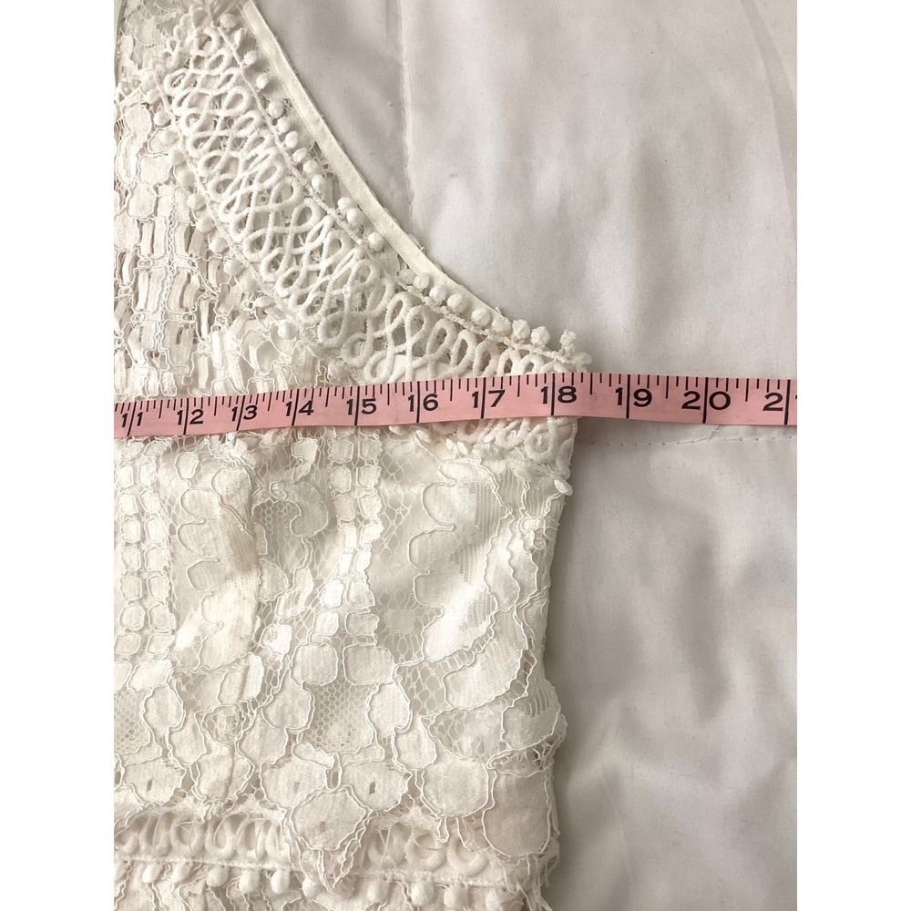 Lulus Magic in the Moment Off White Lace Tiered Maxi Dress Halter Bridal XL New - Picture 7 of 11